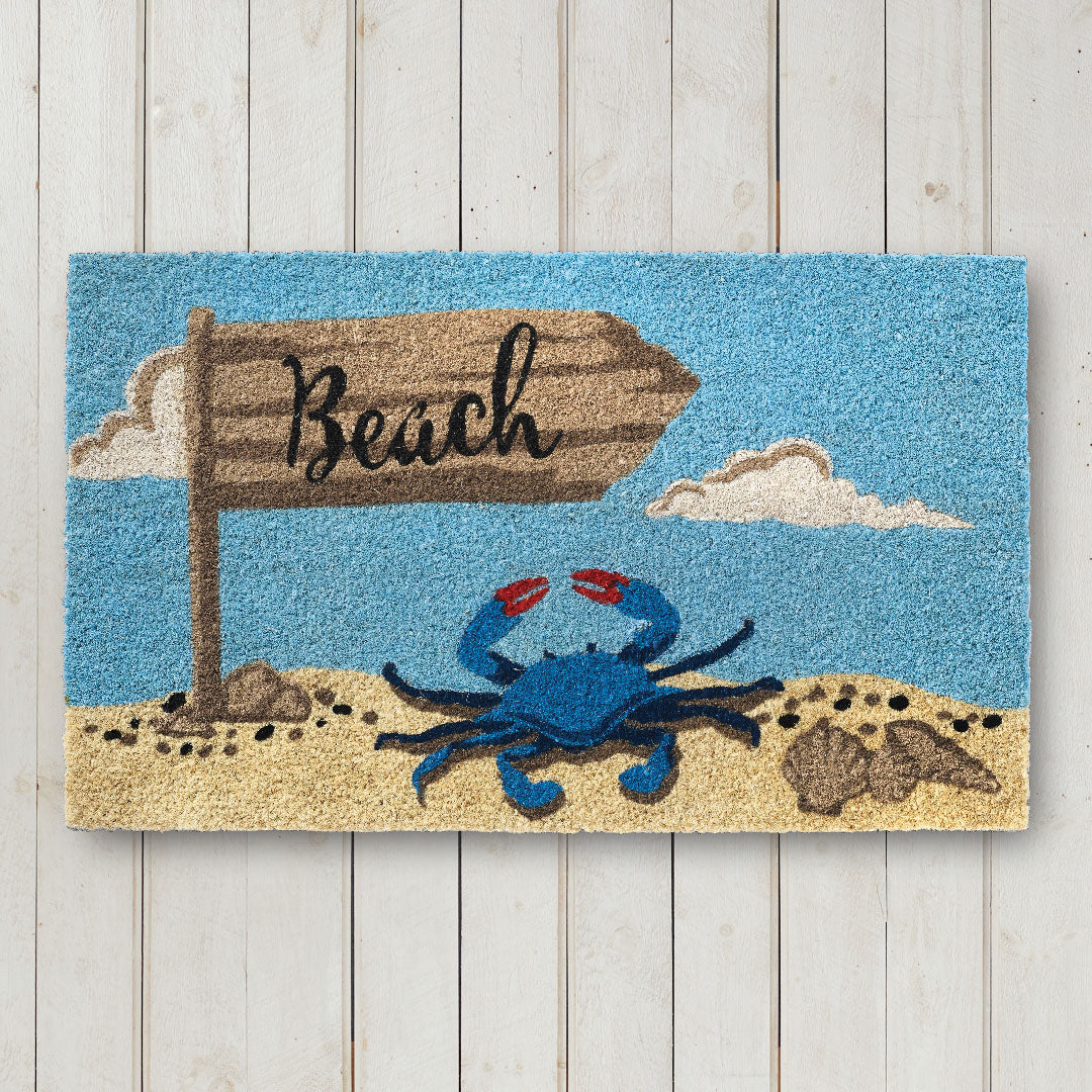Beach Sign Crab Doormat