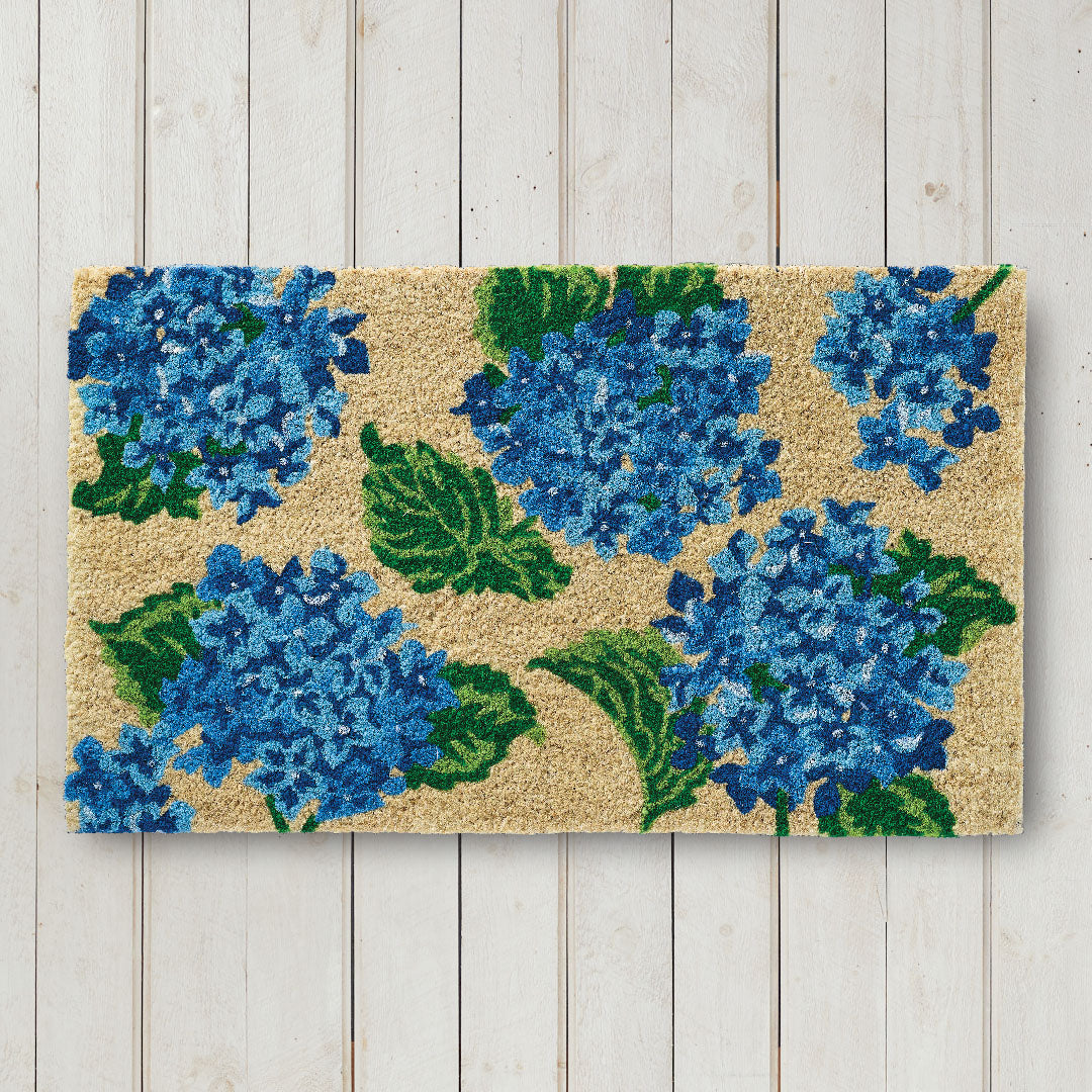 Hydrangea Vintage Natural Fiber Printed Coir Doormat 18x30 – Home