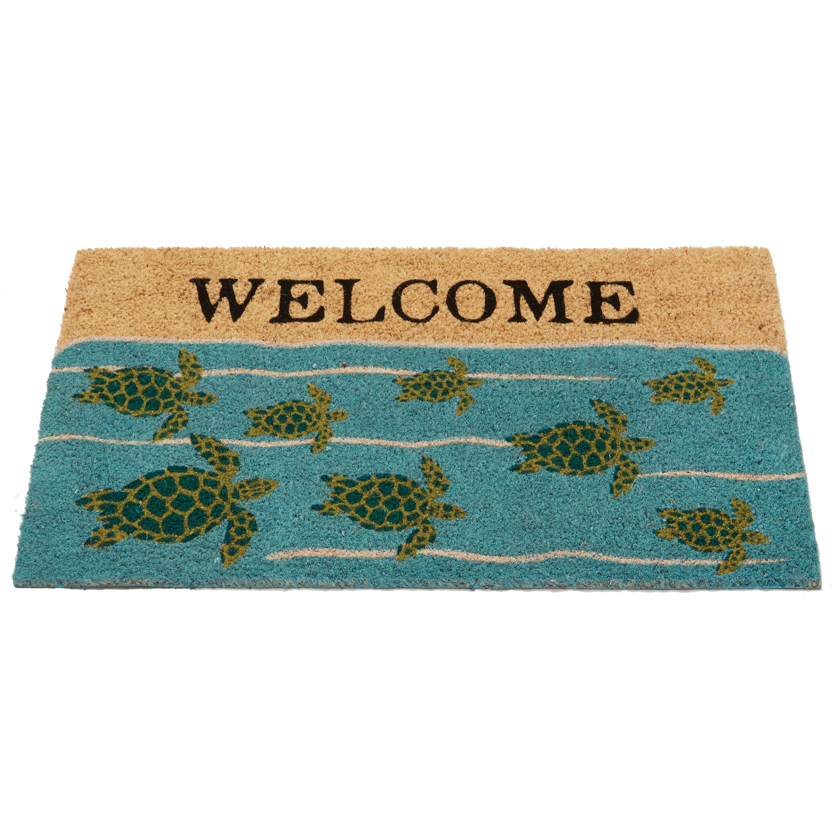 Sea Turtles Natural Fiber Printed Coir Doormat 18x30 Home Furnishings
