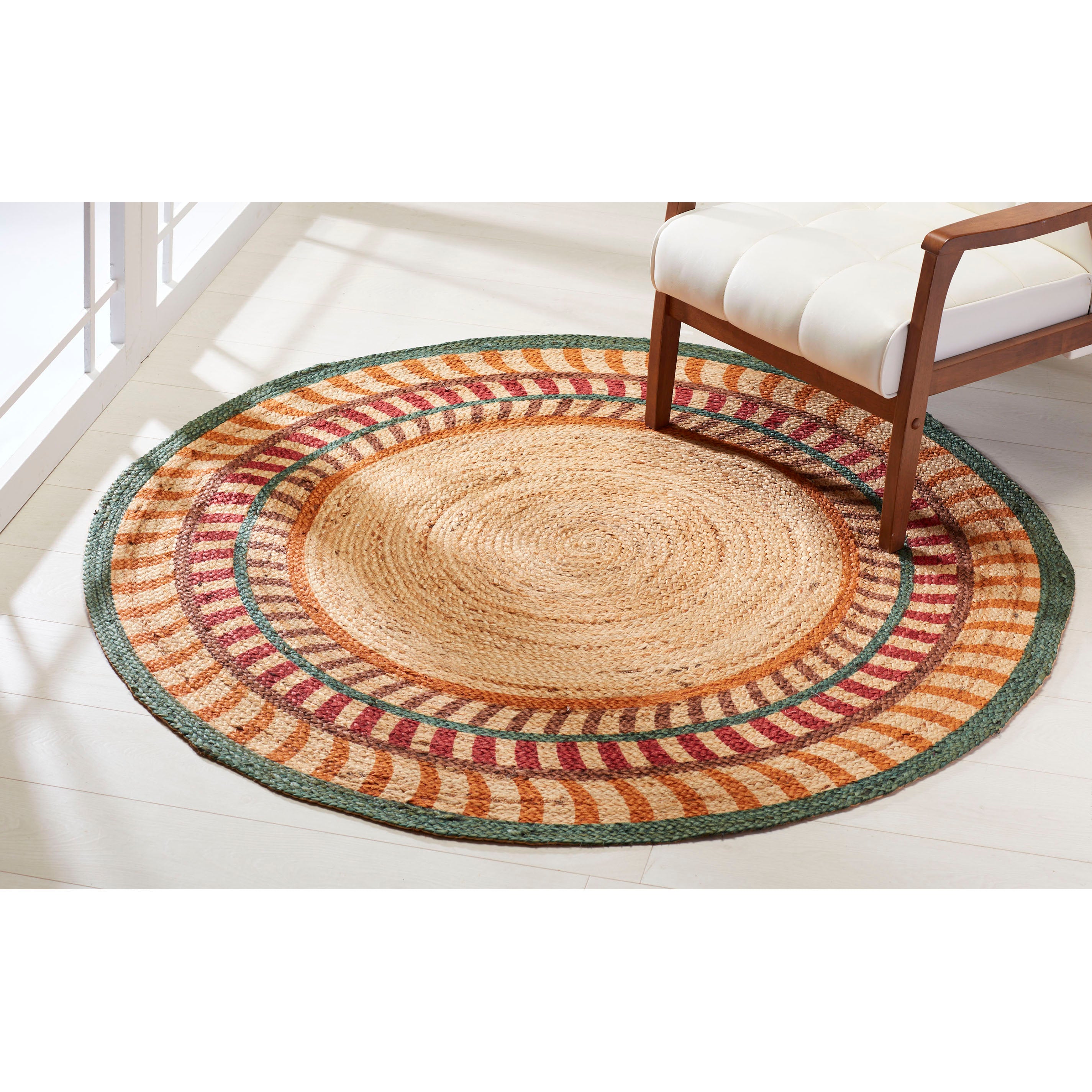 Remy Hand Printed Handwoven Natural Fiber 5 foot Round Jute Rug