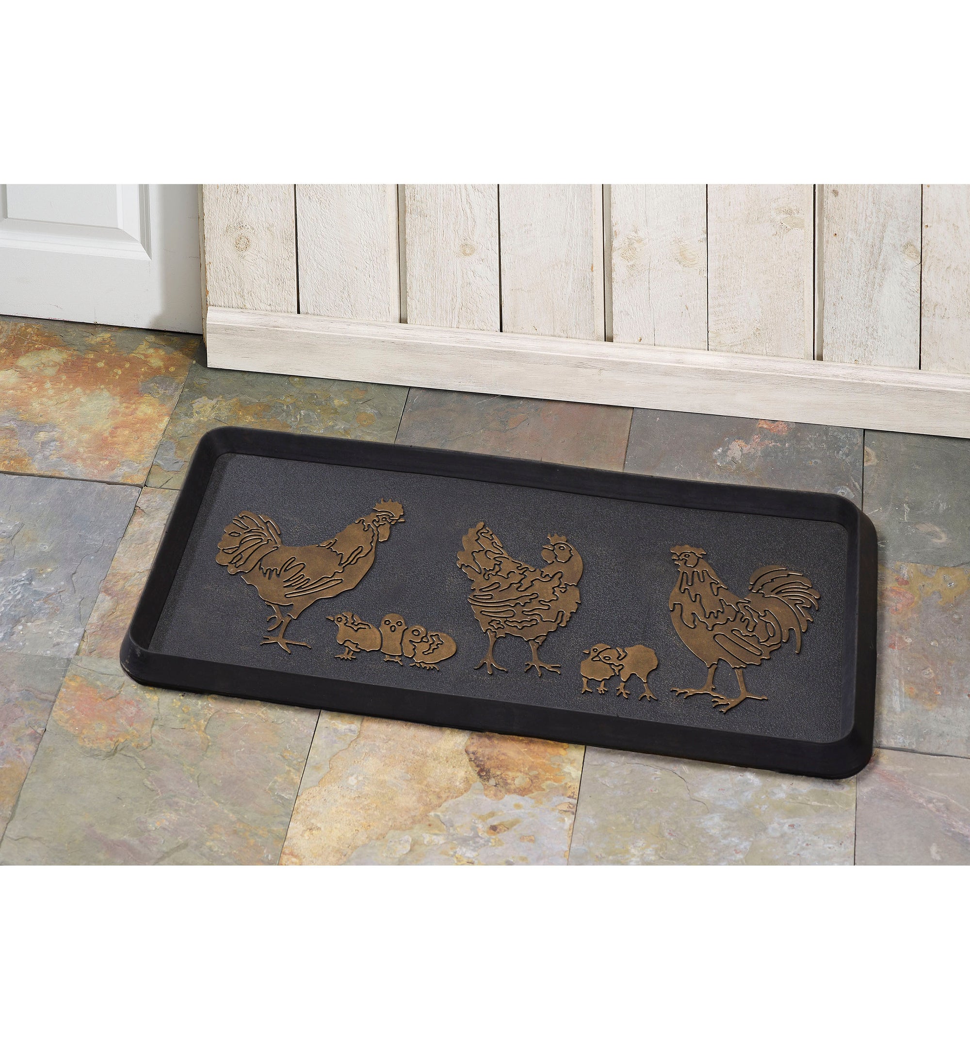 Golden Hen Rubber Boot Tray