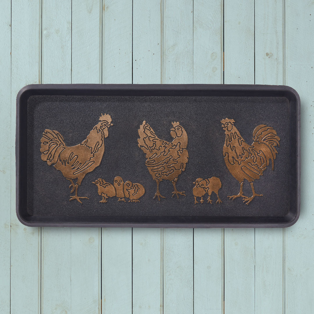 Golden Hen Rubber Boot Tray