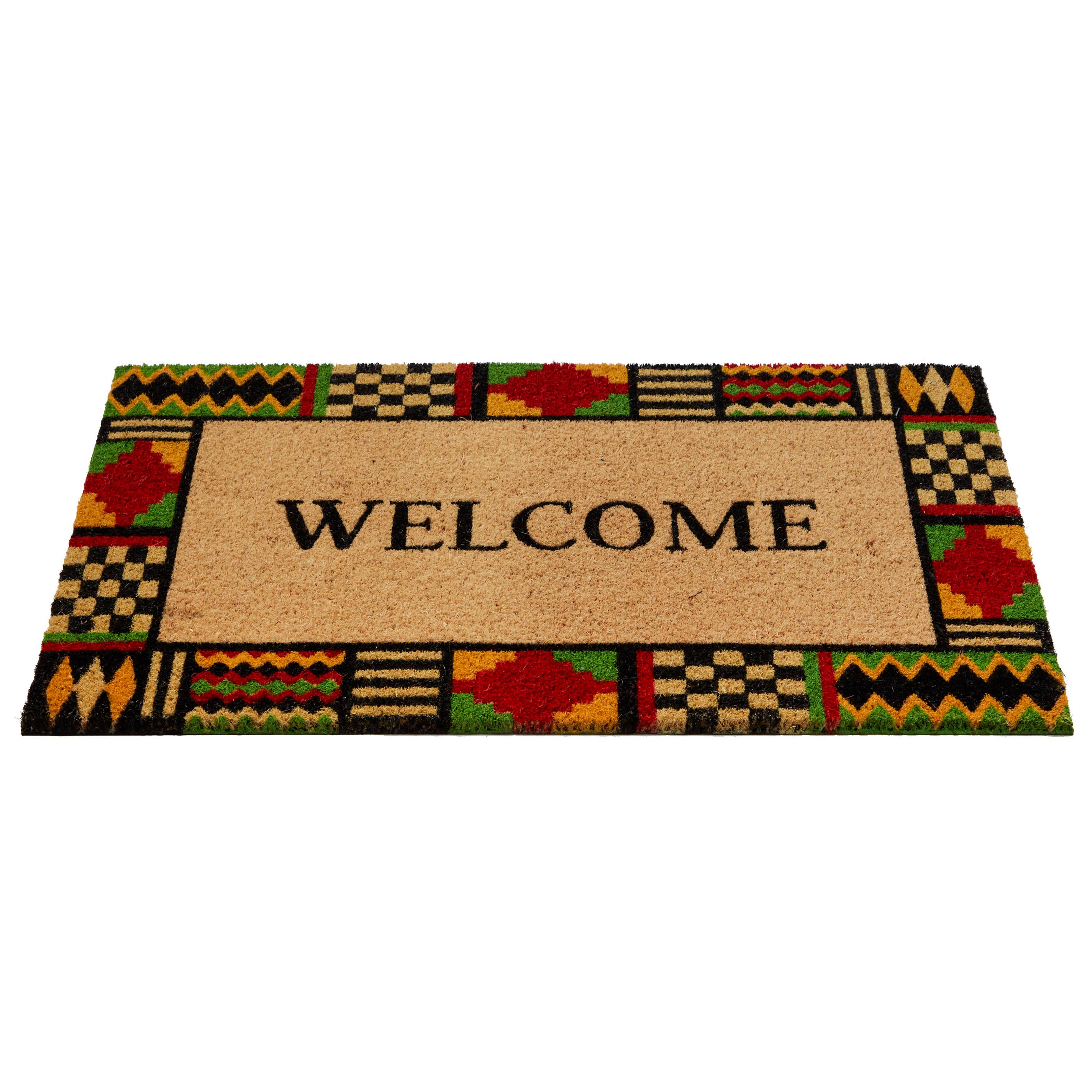 Kente Border Welcome Printed Coir Welcome Doormat 18x30