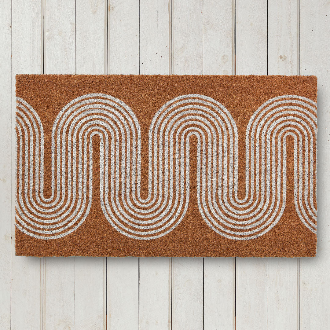 Mid-Century Curves Printed Coir Doormat 18x30 – Home Furnishings