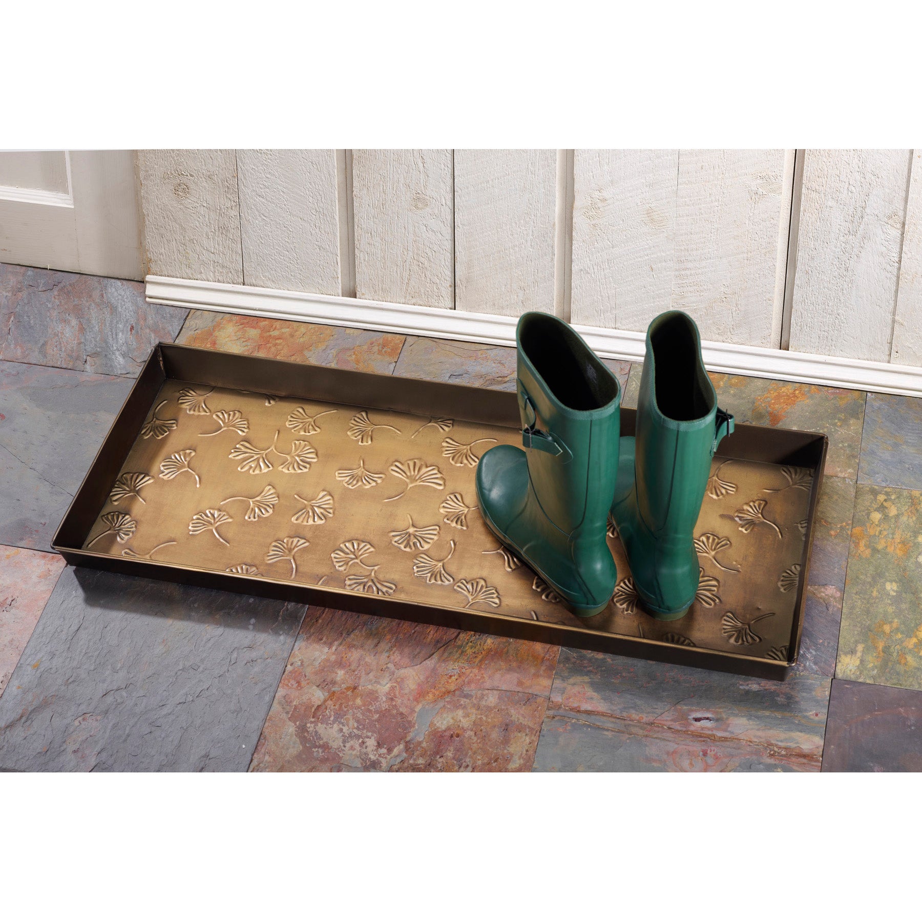 Gingko Antique Brass Boot Tray