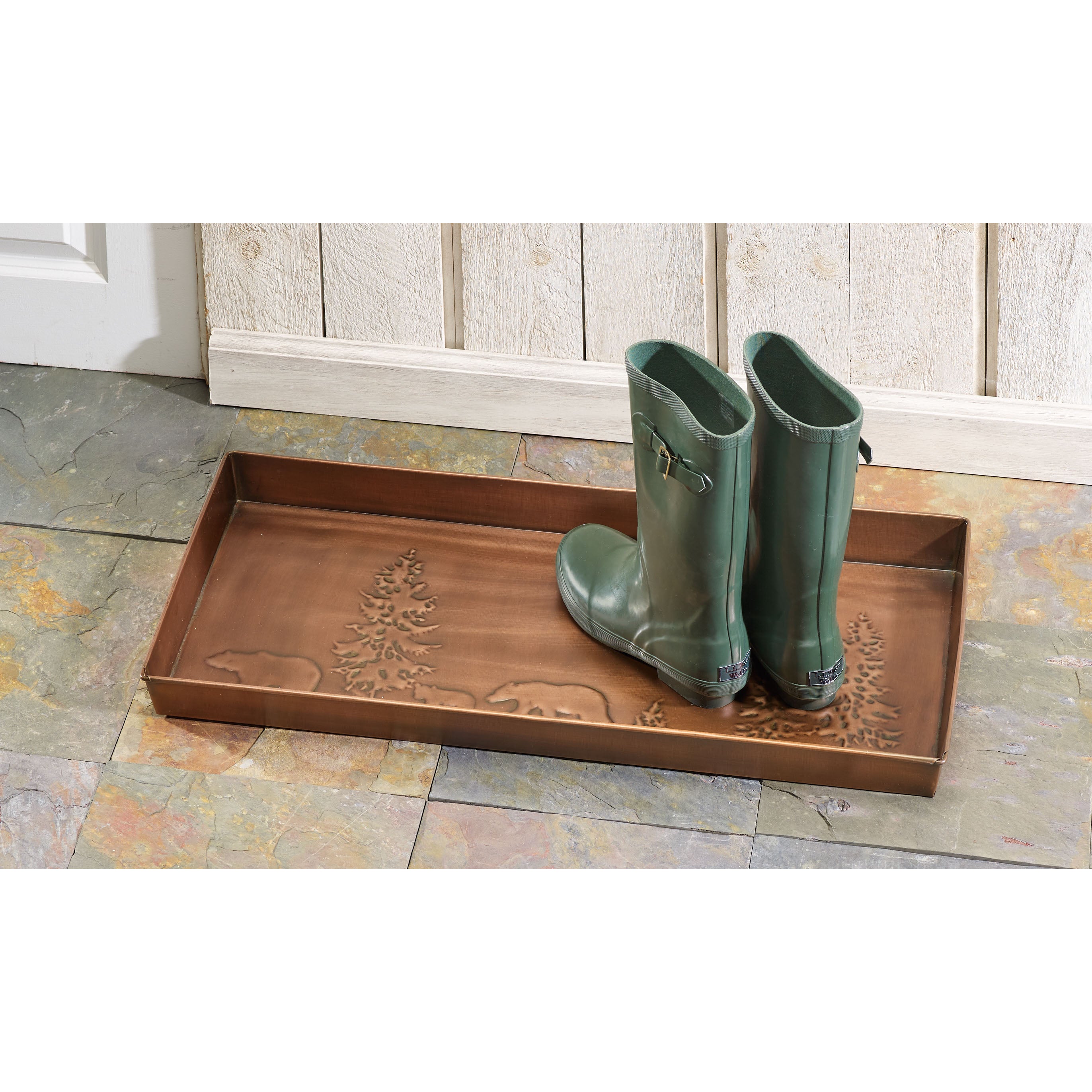 Bear Antique Copper Boot Tray