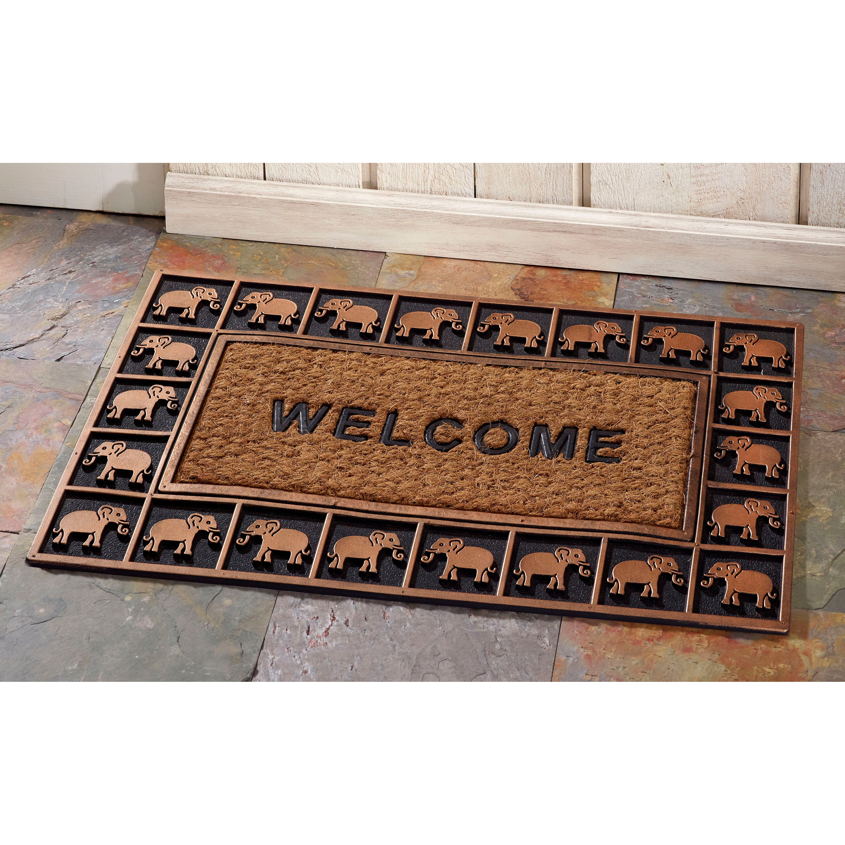 HF by LT Boho Market Rubber and Coir Flatweave Doormat, 18 x 30 Inches, Durable