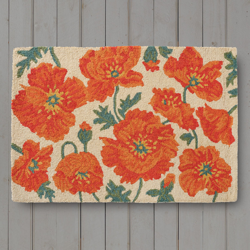 Poppy Hooked Rug Poppy Hand Hooked Wool Rug 24x36 – Home Furnishings by Larry Traverso, LLC