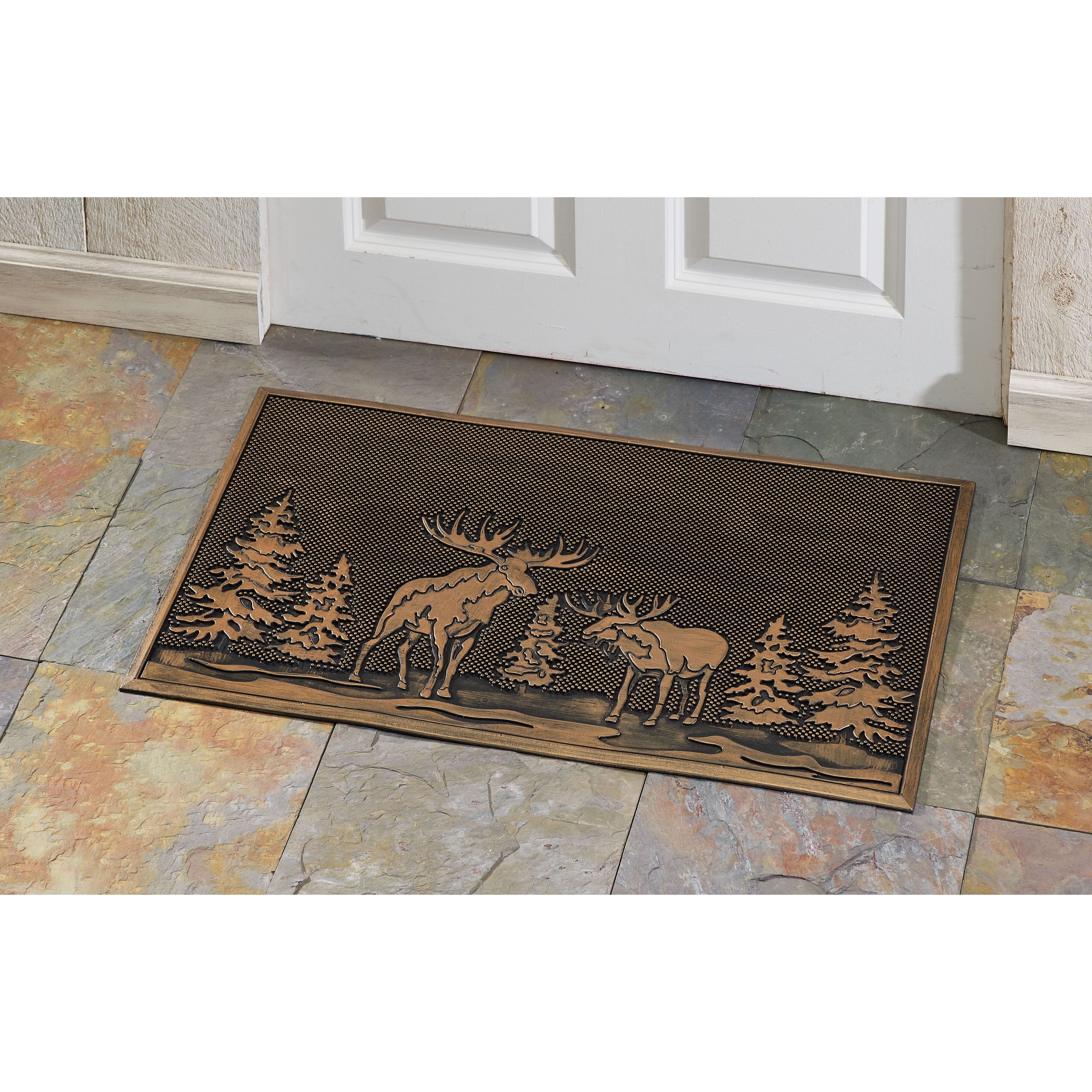 Pine and Moose Brushed Copper Doormat