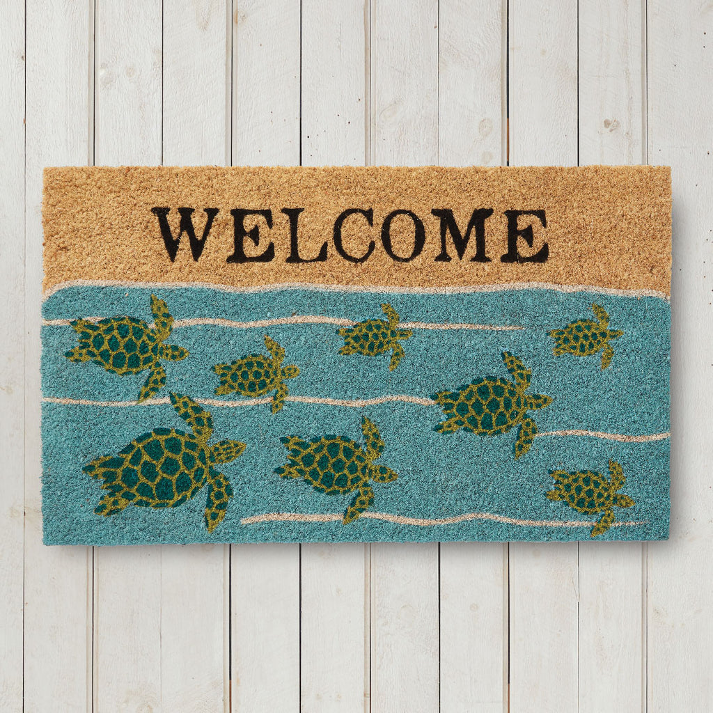 Sea Turtles Natural Fiber Printed Coir Doormat 18x30 Home Furnishings