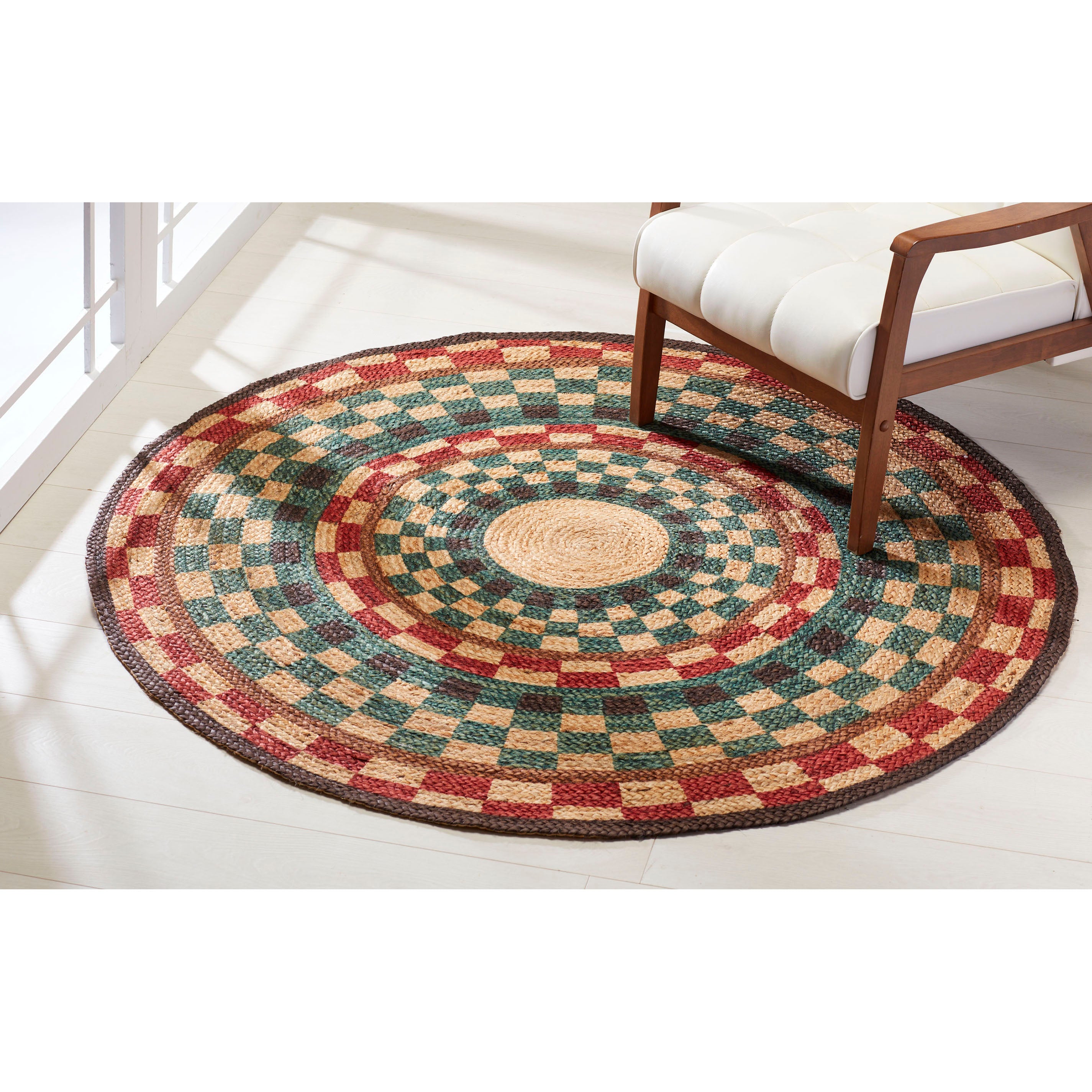 Orion Hand Printed Handwoven Natural Fiber 5 foot Round Jute Rug
