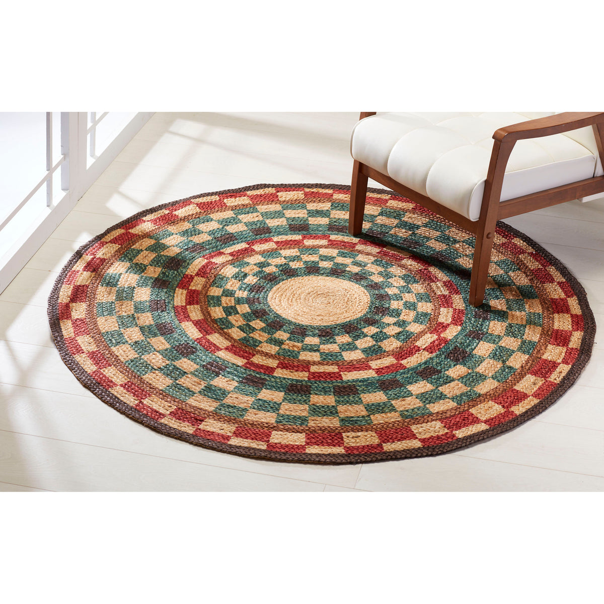 Orion Hand Printed Handwoven Natural Fiber 5 foot Round Jute Rug – Home ...