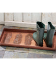 Peacock Feather Antique Copper Boot Tray