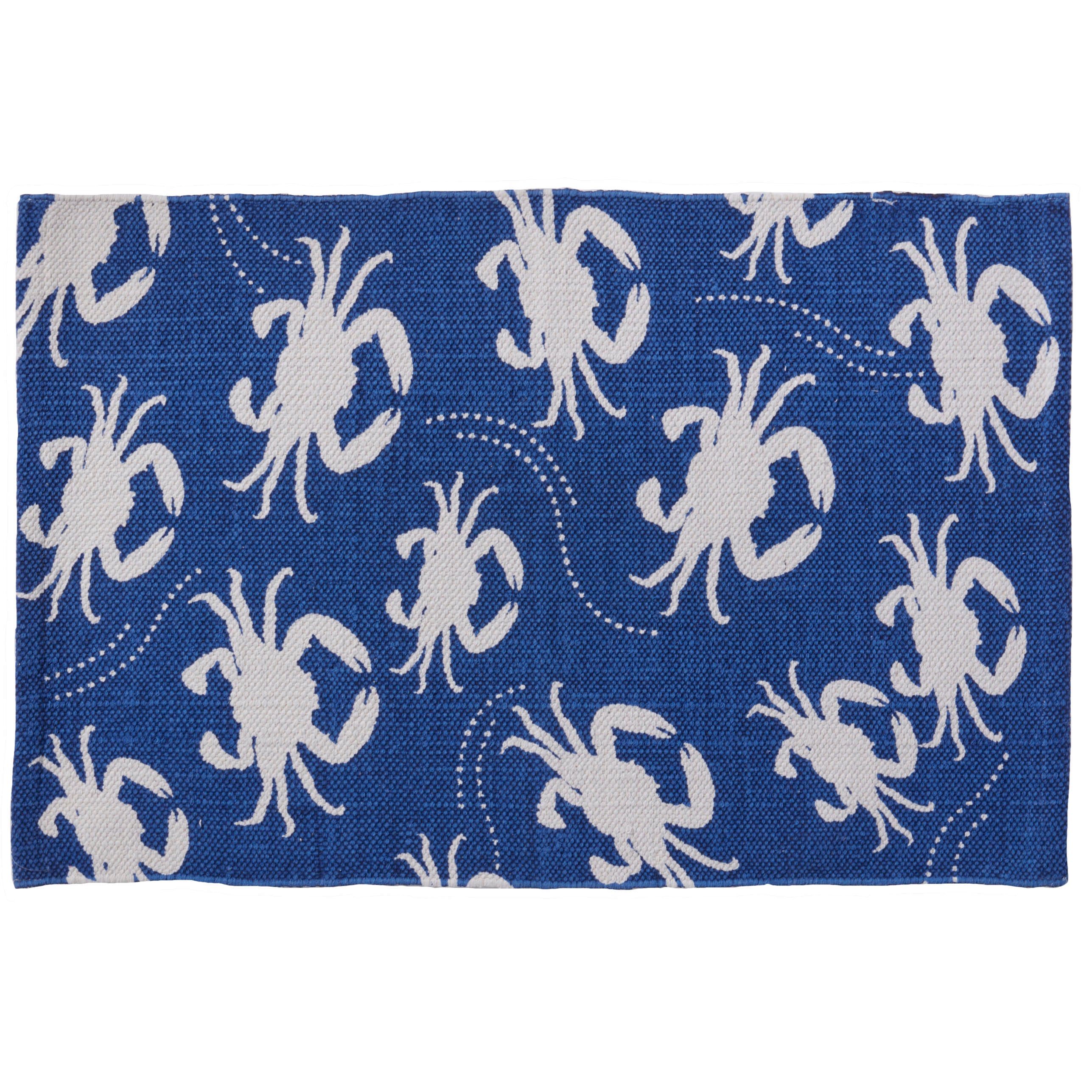 Blue Crab Cotton Rug