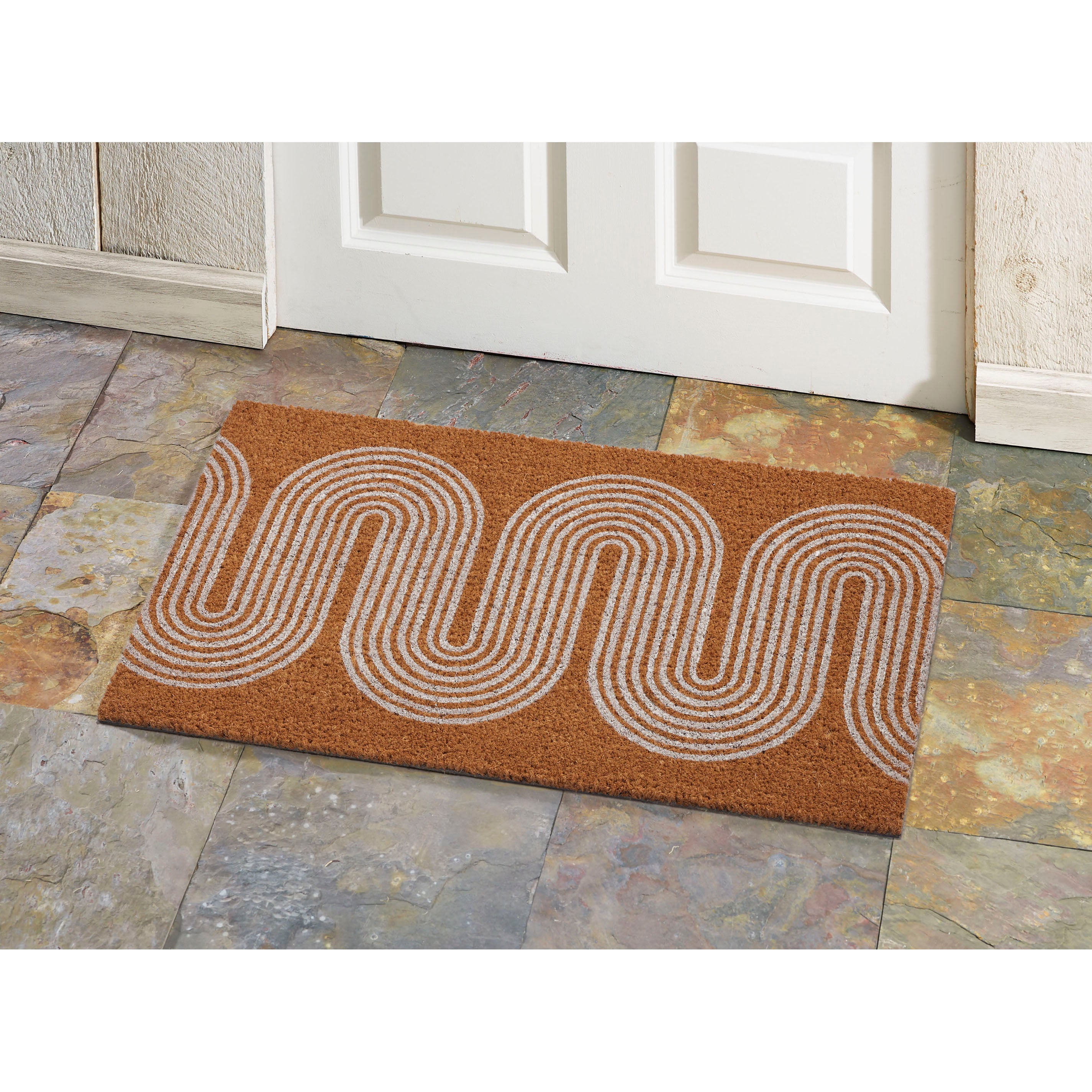 Mid-Century Curves Printed Coir Doormat 18x30 – Home Furnishings