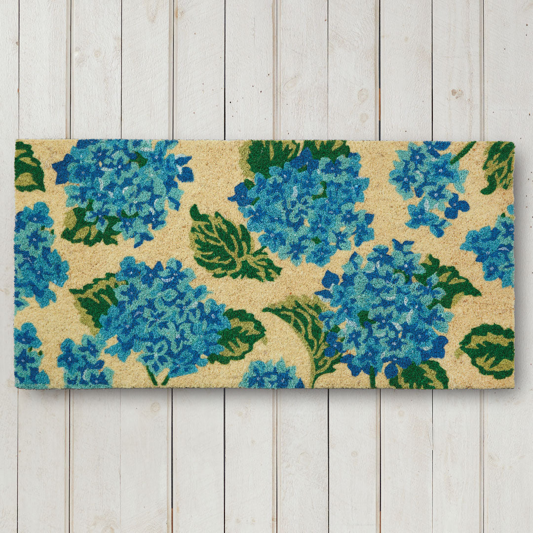 Hydrangea Vintage Natural Fiber Printed Coir Doormat 18x30 – Home
