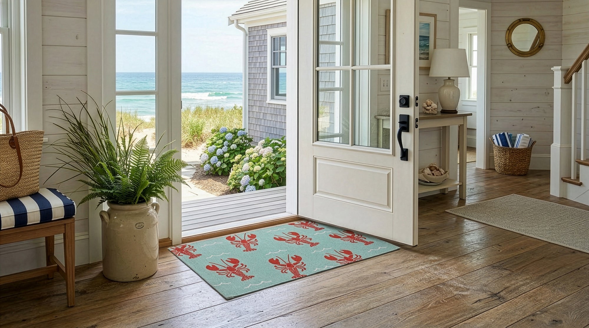 Lobster Printed Cotton Rug