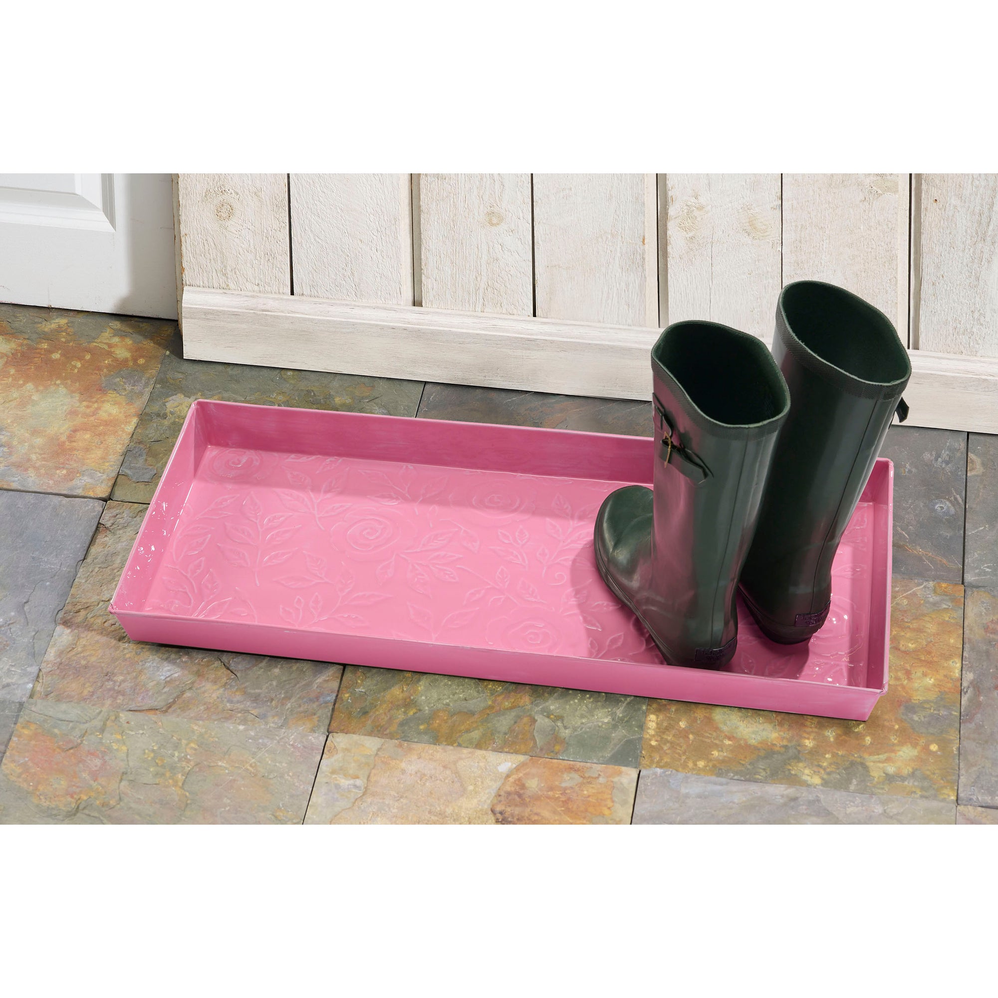 Wild Rose Pink Enamel Boot Tray