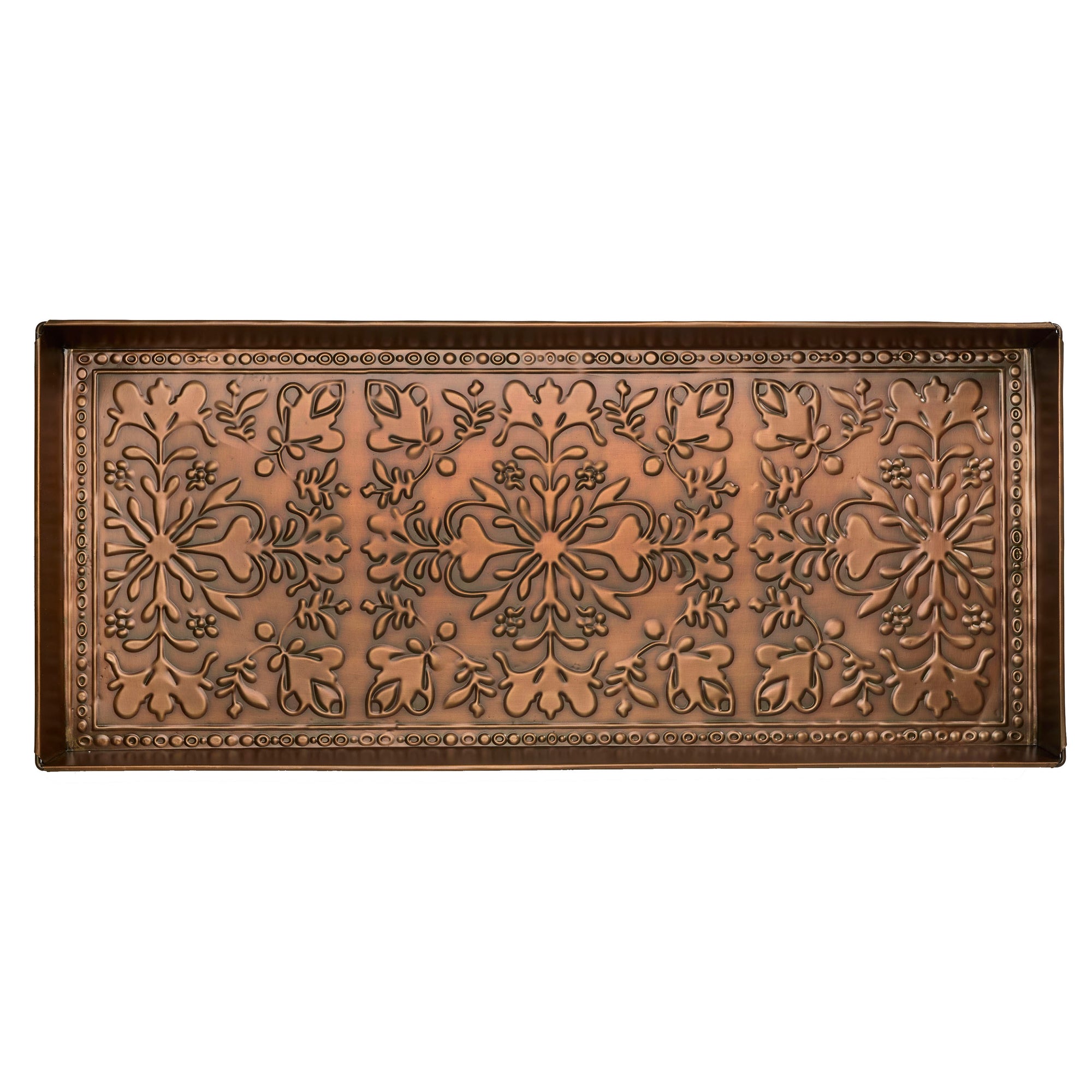 Folk Art Antique Copper Boot Tray