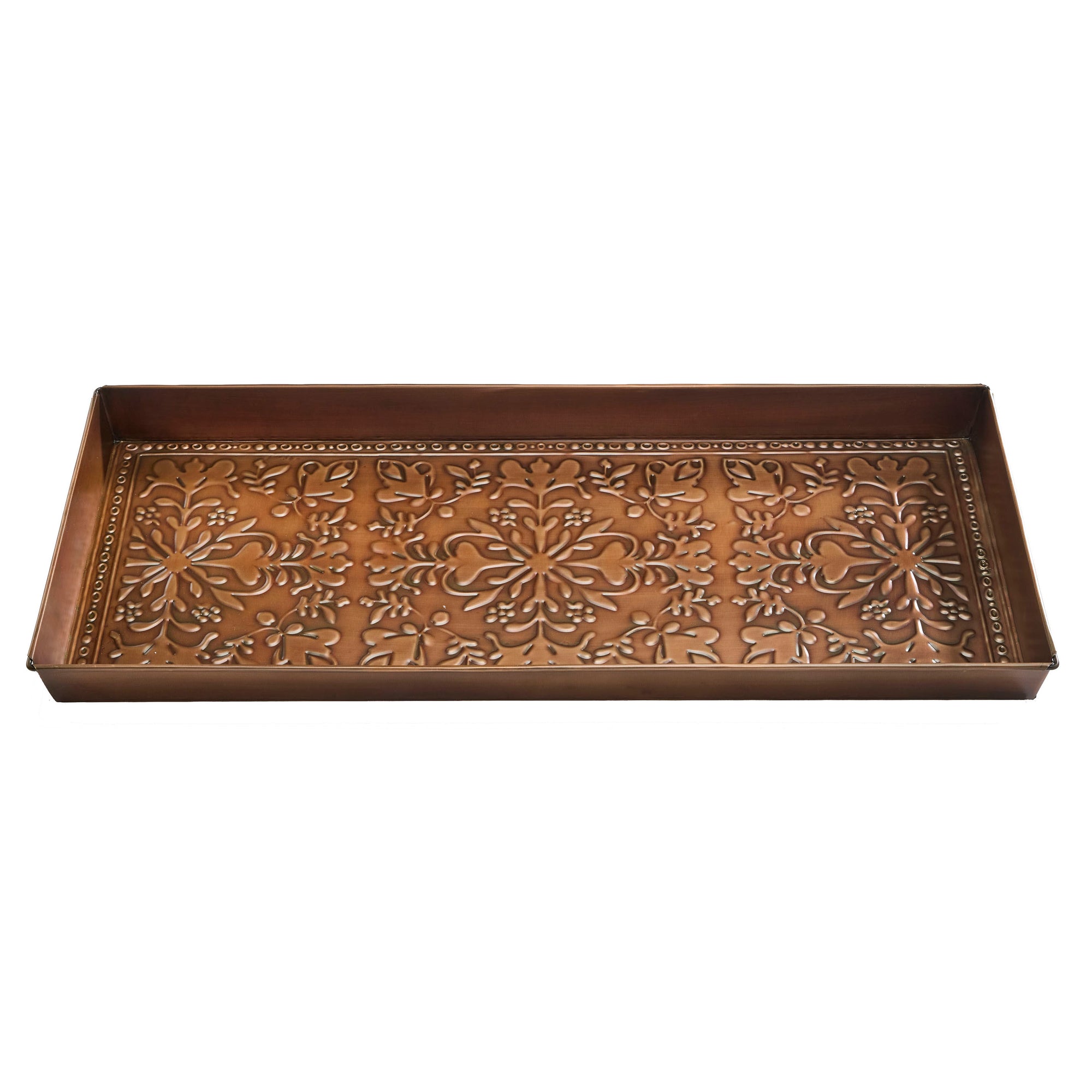 Folk Art Antique Copper Boot Tray