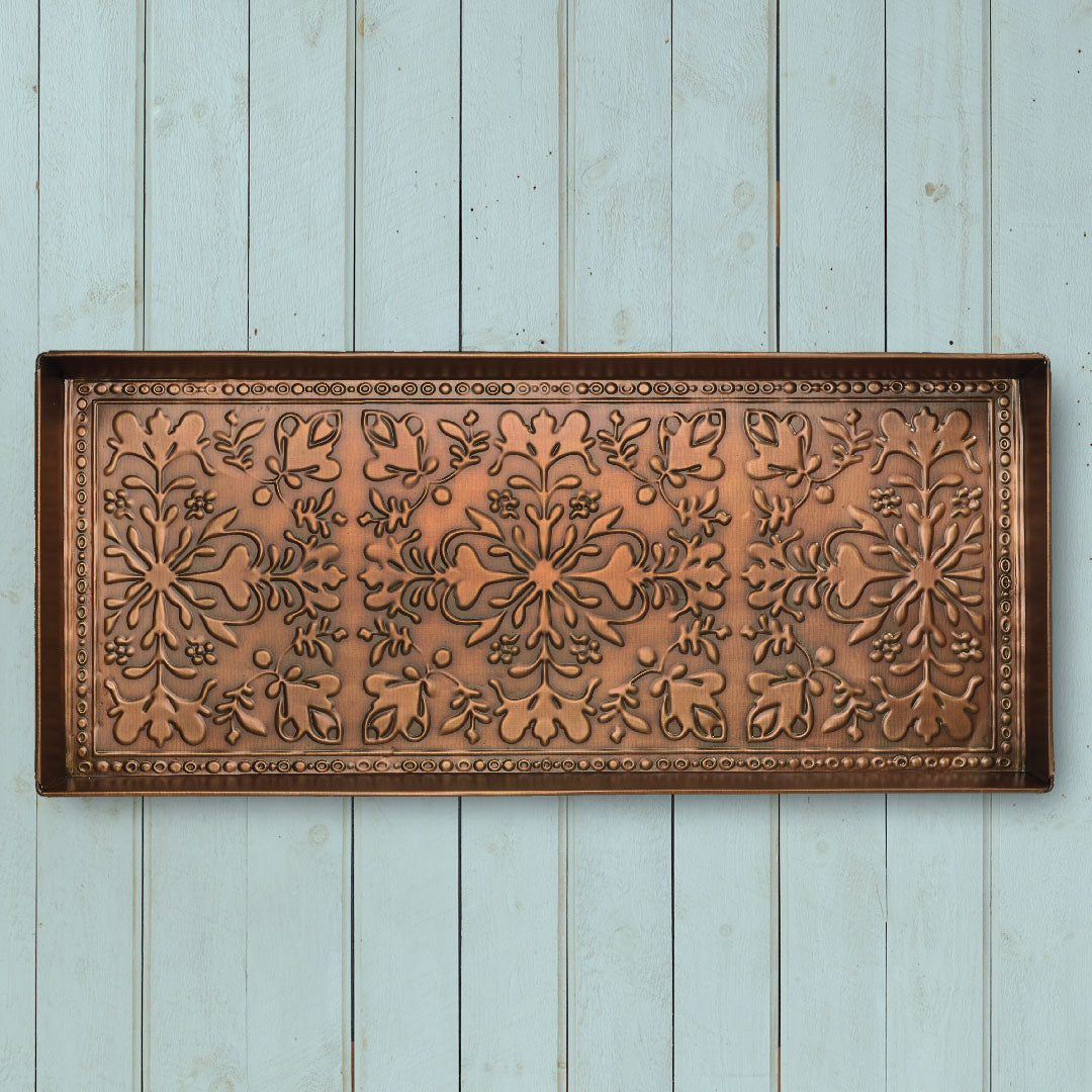 Folk Art Antique Copper Boot Tray