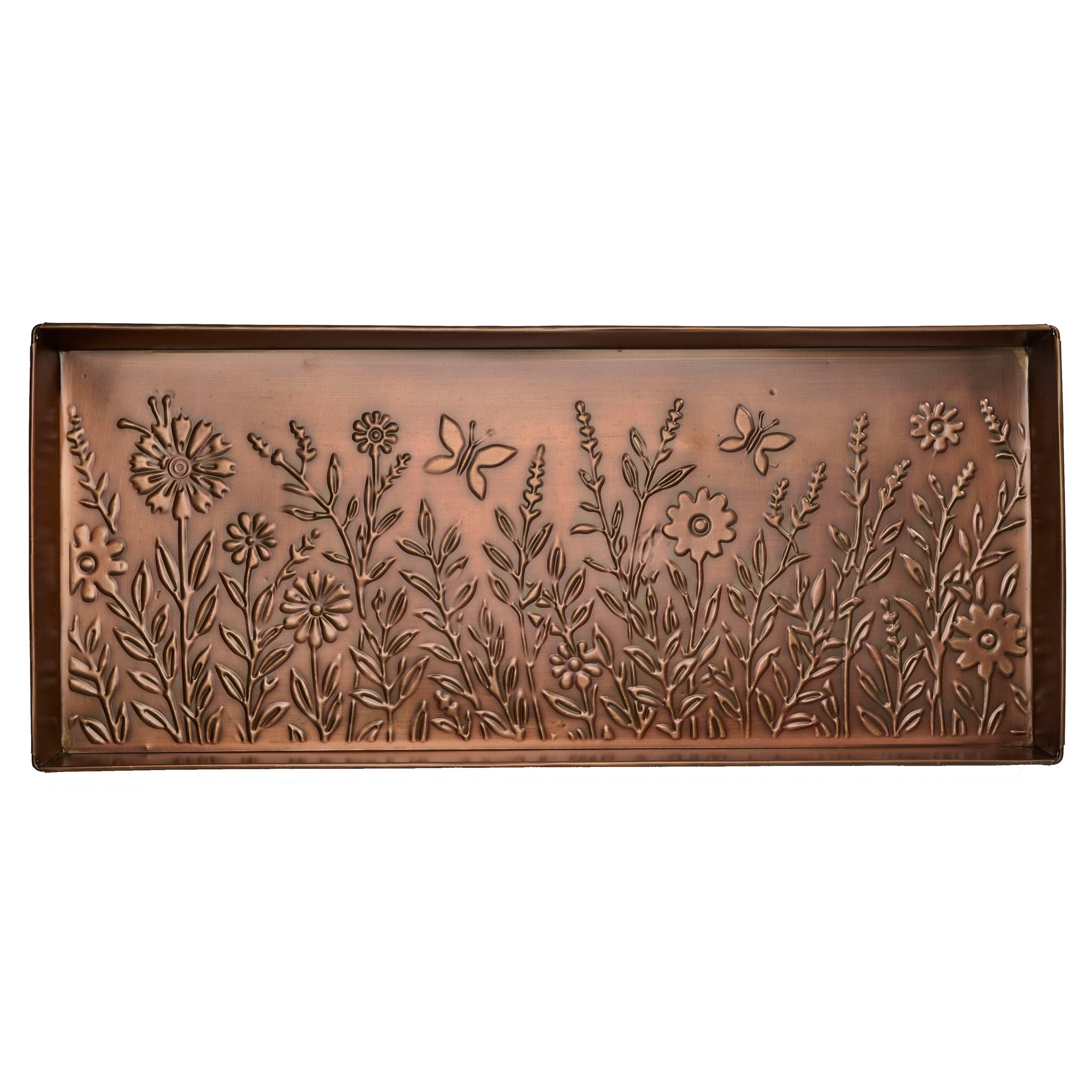 Butterfly Garden Antique Copper Boot Tray