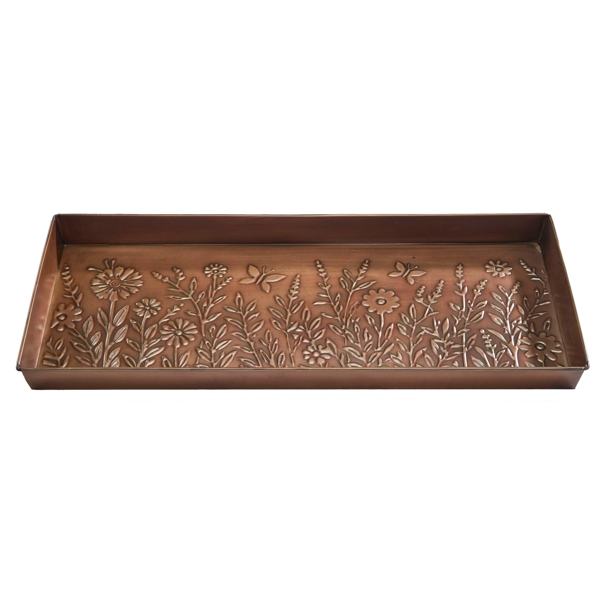 Butterfly Garden Antique Copper Boot Tray