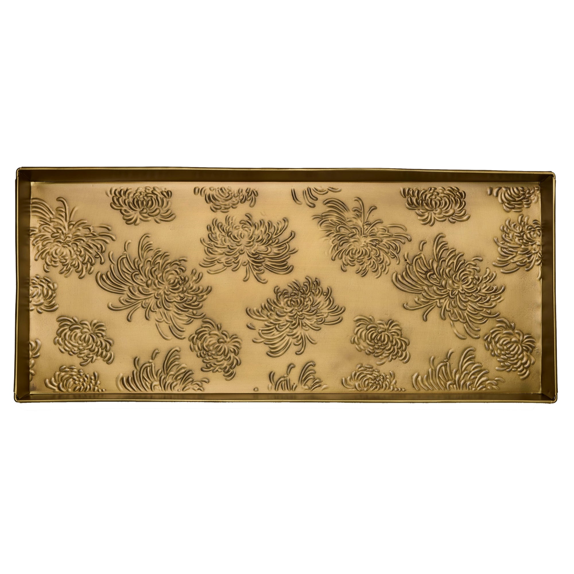 Spider Mums Antique Brass Boot Tray