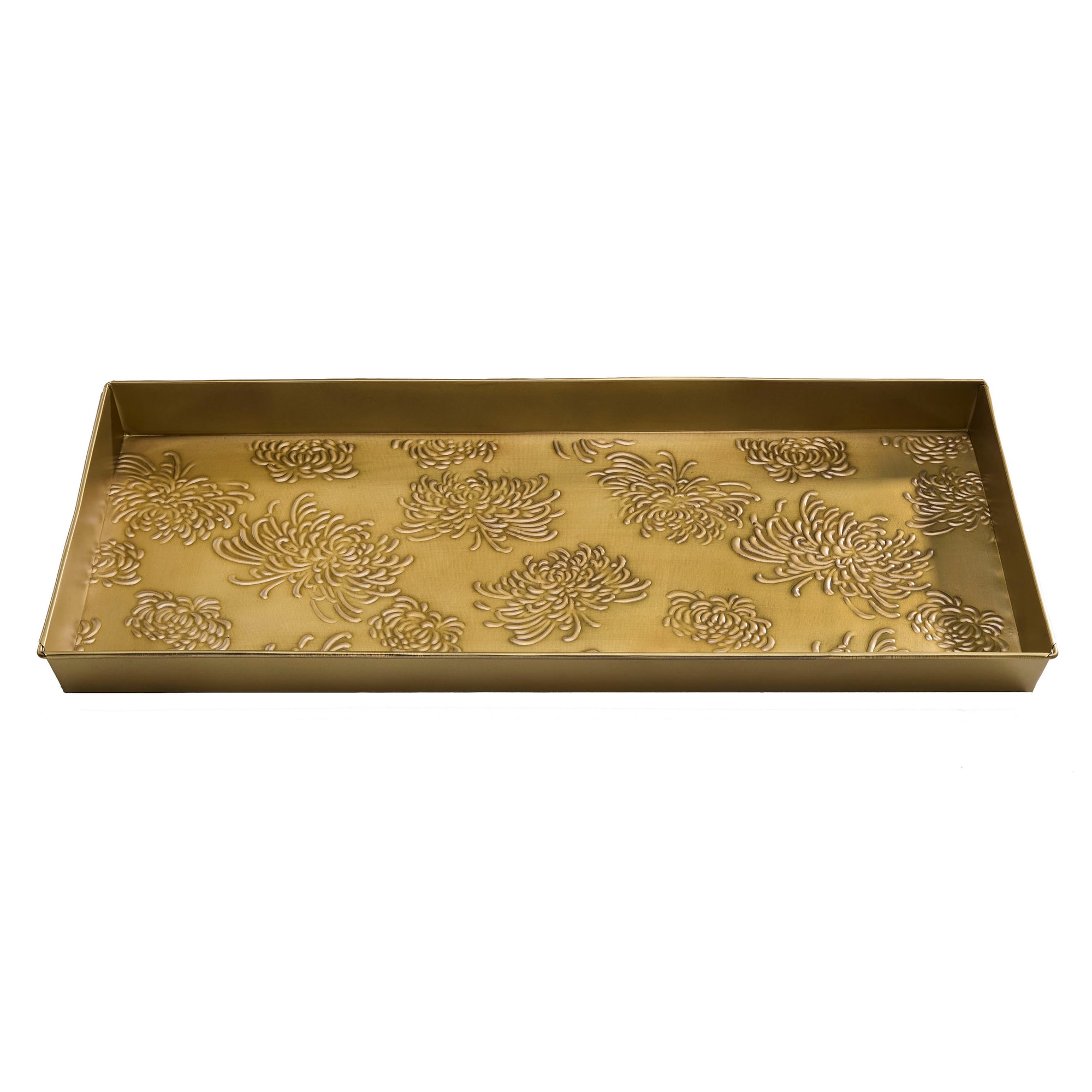 Spider Mums Antique Brass Boot Tray