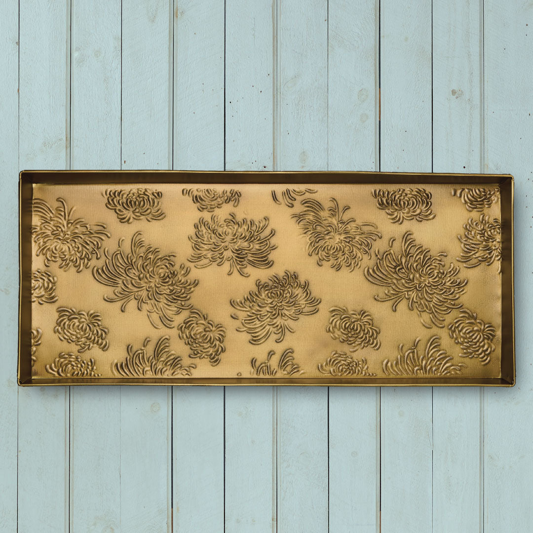 Spider Mums Antique Brass Boot Tray