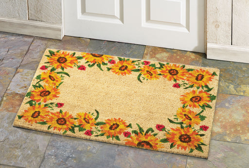 Sunflower Border Natural Fiber Printed Coir Doormat 24x36