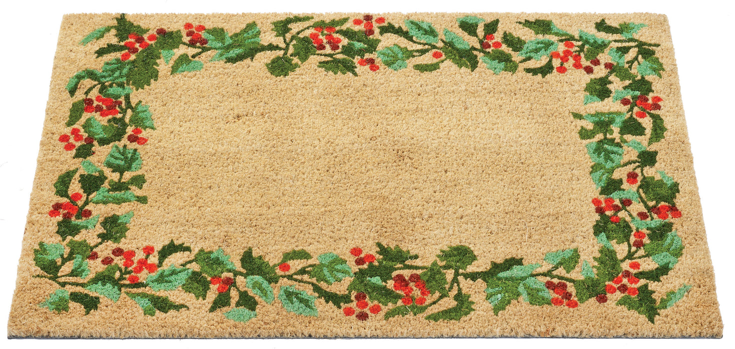 Holly Border Natural Fiber Printed Coir Doormat 24x36
