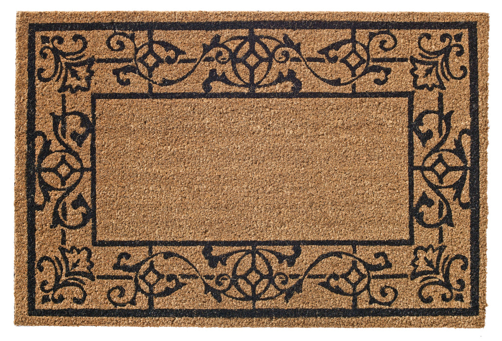 Personalized Victorian Border Natural Fiber Printed Coir Doormat 24x36