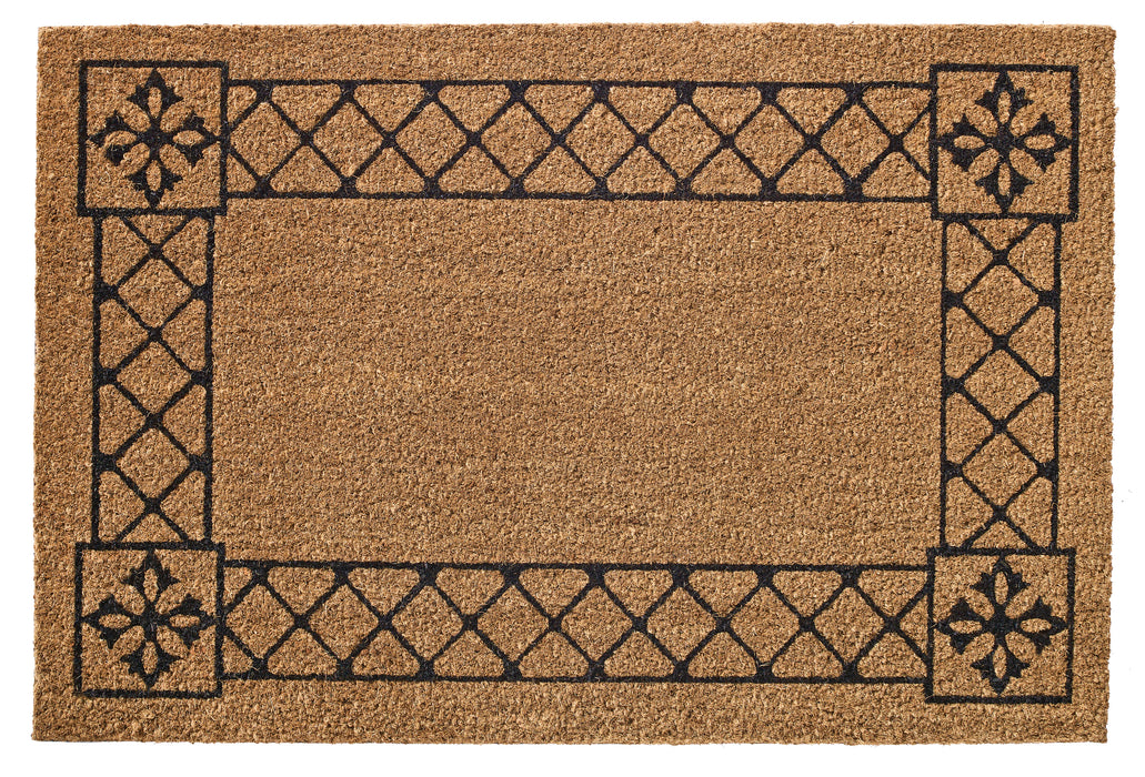 Medallion Corners Natural Fibers Printed Coir Doormat 24x36