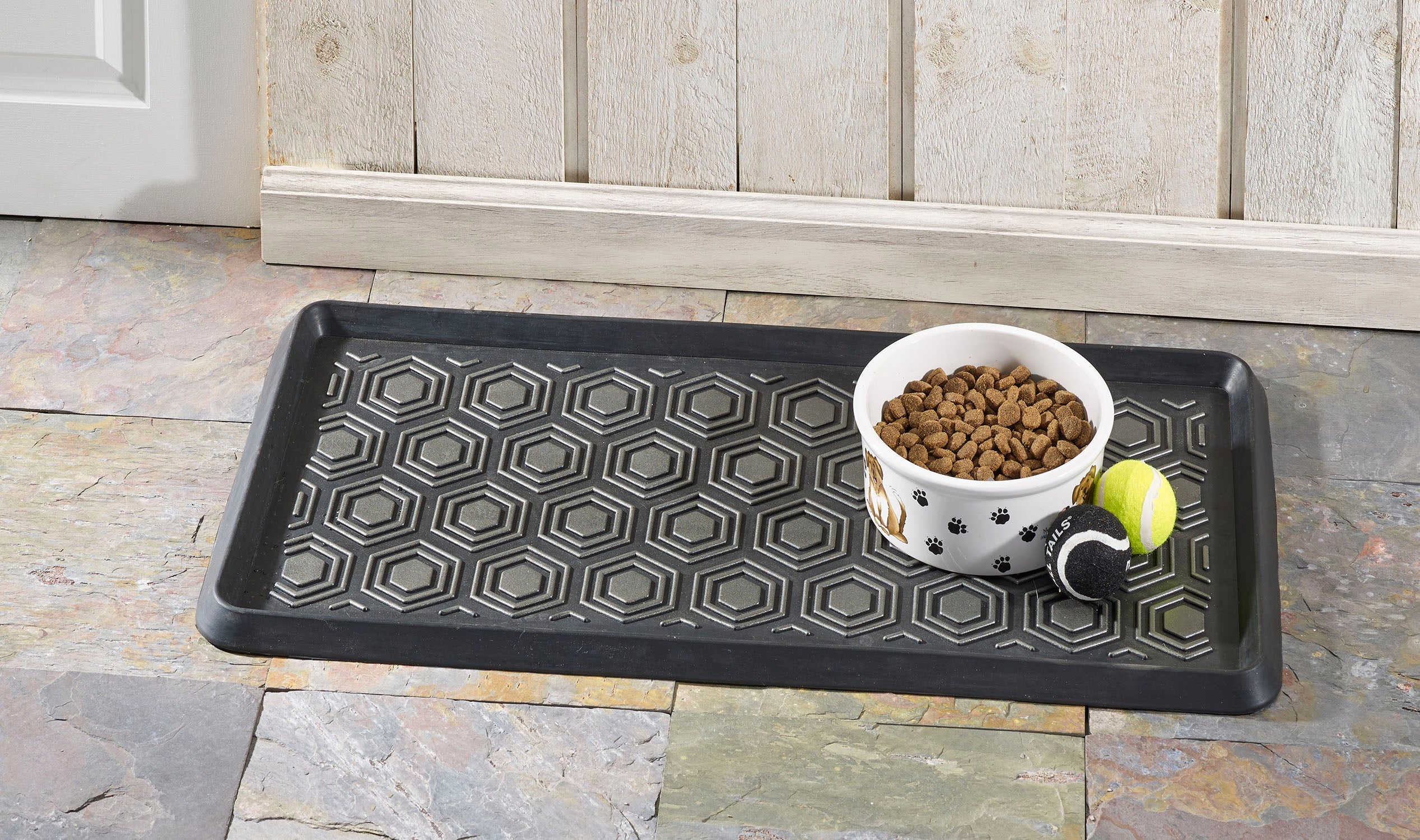Hexagon Rubber Boot Tray With Grey Highlights 32x16