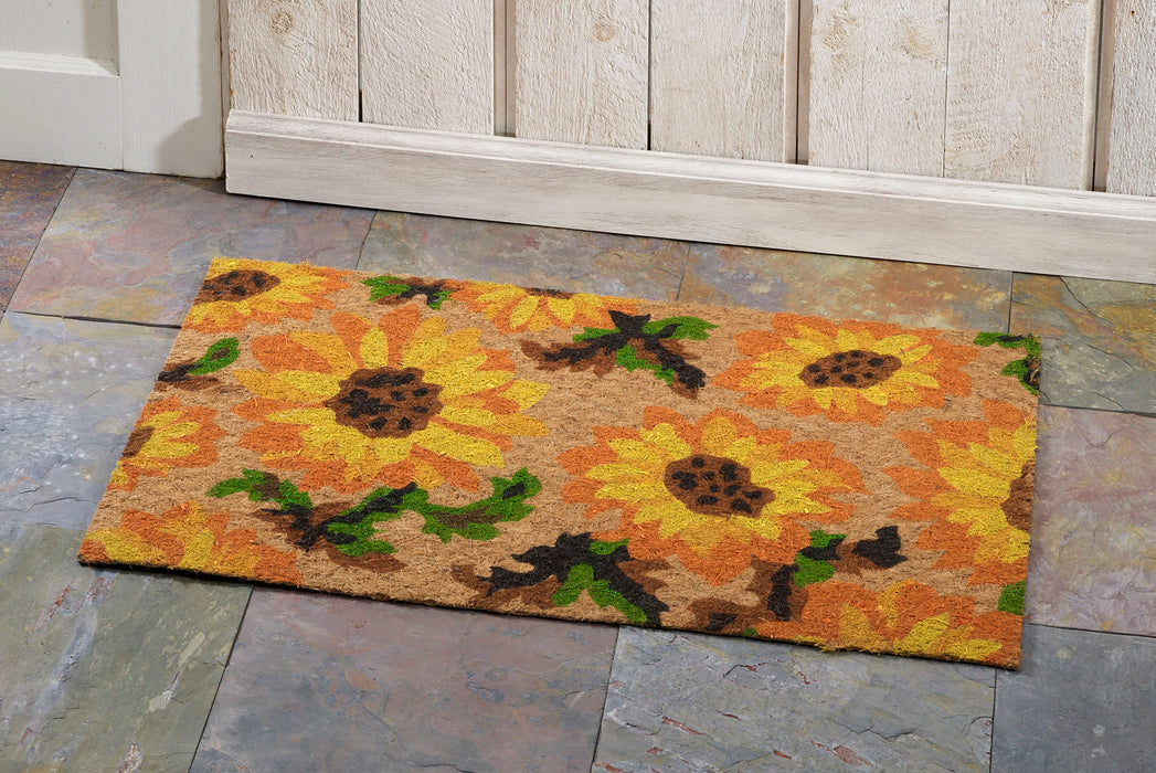 Sunflower Low Profile Natural Fiber Printed Coir Doormat 18x30