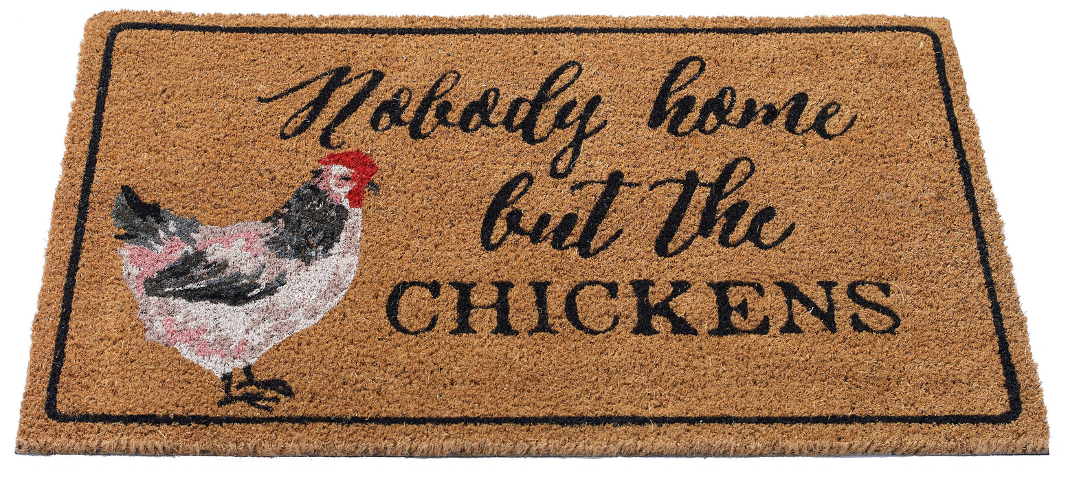 Nobody Home but the Chickens coir doormat