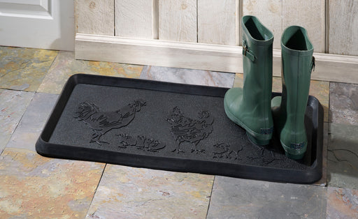 Hens and Chicks Rubber Boot Tray 32x16